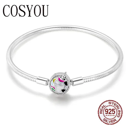 

COSYOU 2019 New Arrival 925 Sterling Silver Colorful Enamel Women Bracelets Bangles for Women Sterling Silver Jewelry SCB083