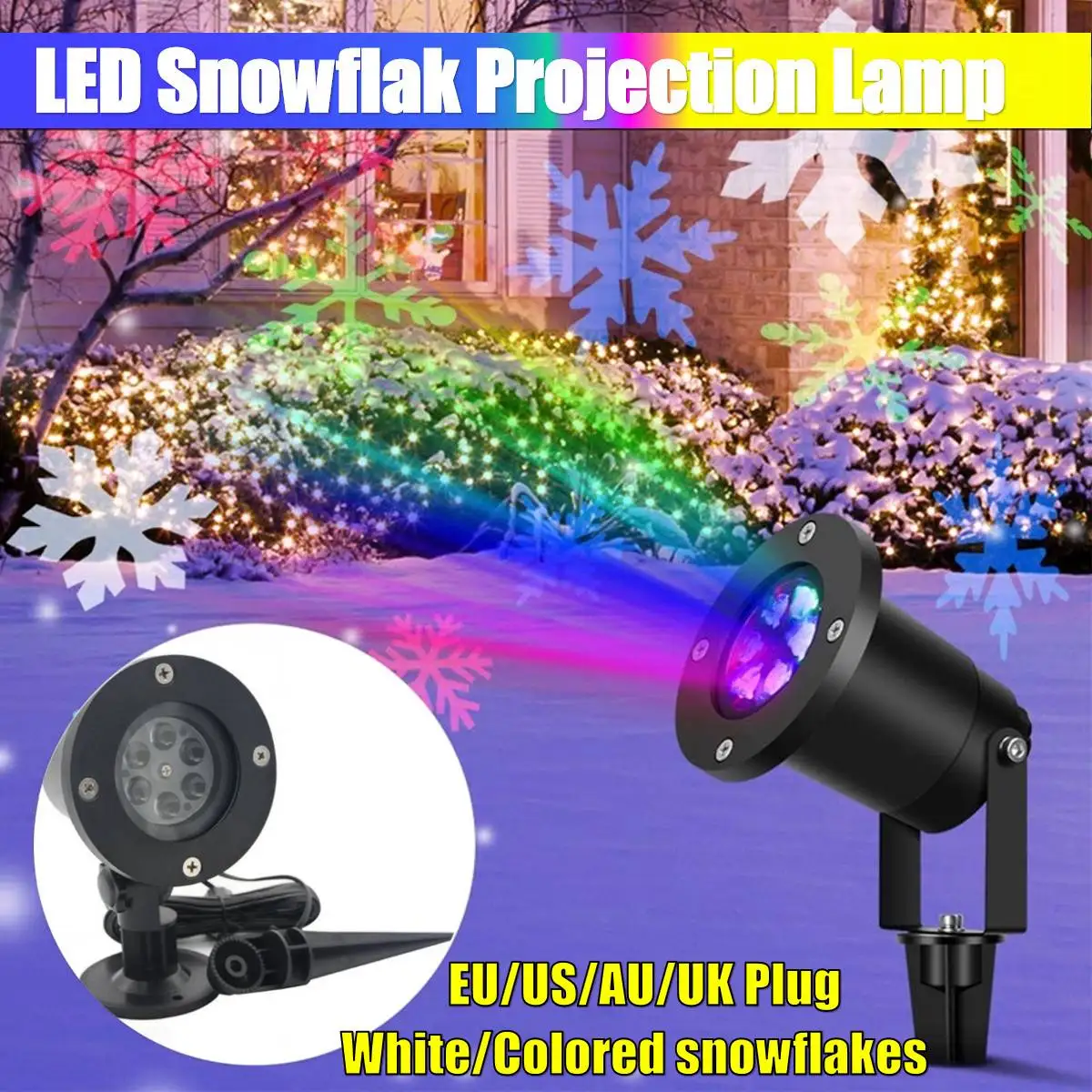 

Waterproof Moving Laser Projector Lamp White Snowflake LED Light For Christmas New year Party Light Landscape Garden Lamp
