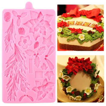 

Christmas Tree Silicone Mold Leaves Flower Fondant Molds Cupcake Topper Chocolate Decorating Tools Candy Polymer Caly Moulds