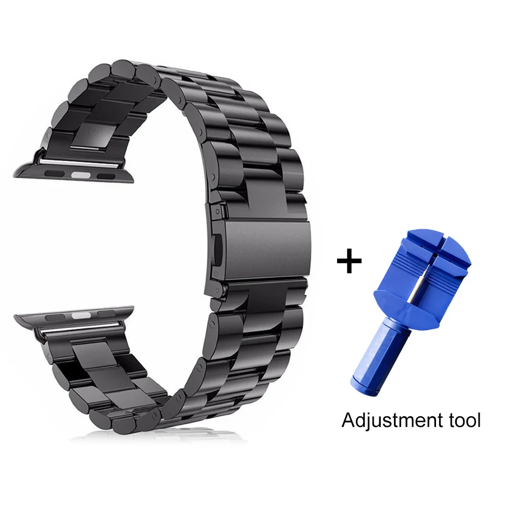 black and tool Ремешок из нержавеющей стали для Apple Watch, 42 мм, 38 мм, 44 мм, 40 мм, металлический браслет для наручных часов iwatch, серия 4, 3, 2, 1 - Цвет ремешка: black and tool