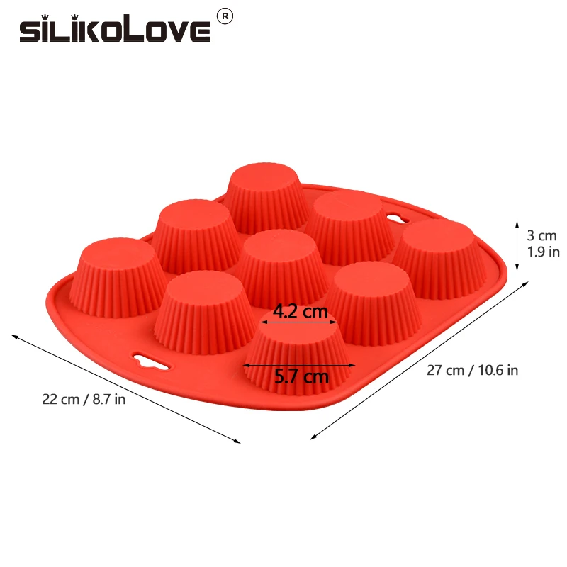SILIKOLOVE 9 полости формы для выпечки инструменты силиконовая форма-противень для кексов форма DIY для маффинов кексов формы для Мусса торт хлеб набор для выпечки с шоколадом формы