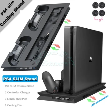 

PS4 Slim Console Stand Cooling Fan Stand Gamepad Charger Station for Playstation PS 4 Slim Games Accessories