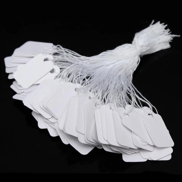 500pcs Blank White Price Label Paper Cards Rectangular Blank Price Tag  Jewelry Watch Display Pricing Tags with String 24x14mm - AliExpress