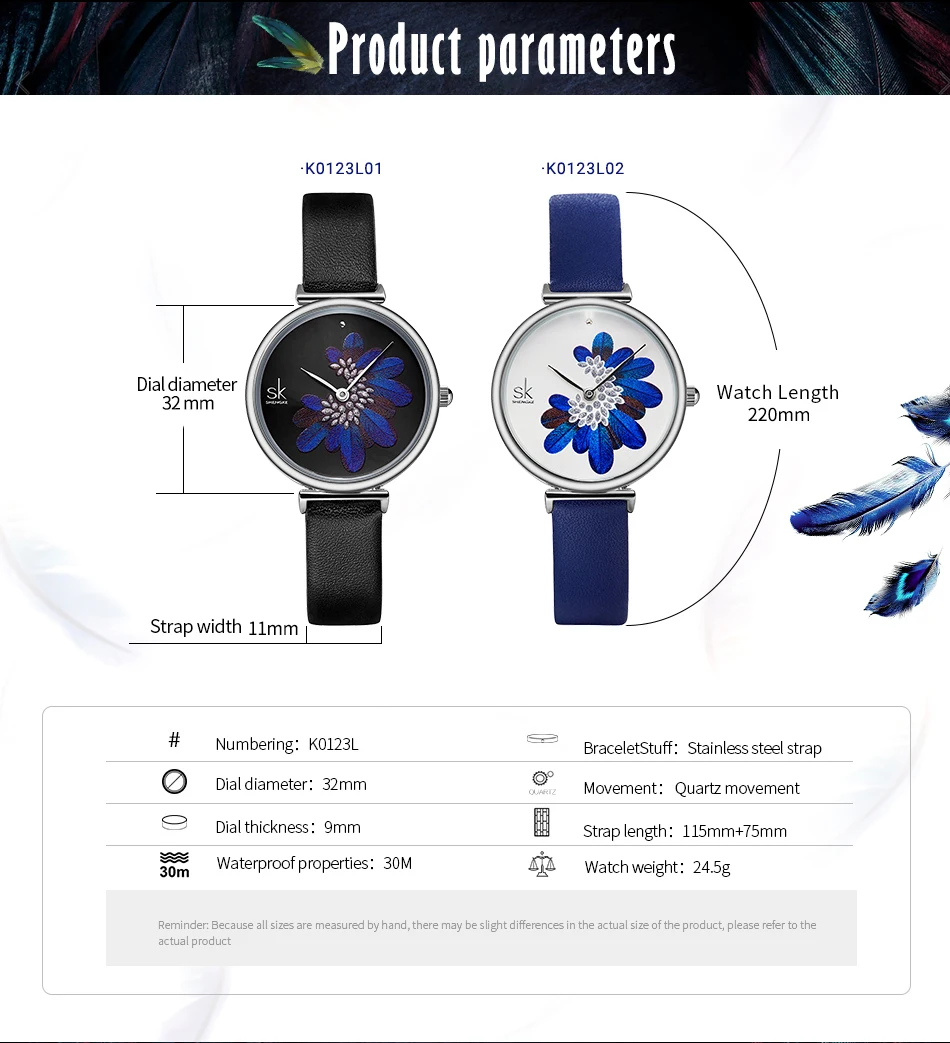 SK SHENGKE женские наручные часы Топ бренд класса люкс модные синие водонепроницаемые наручные часы с кожаным ремешком для женщин женские