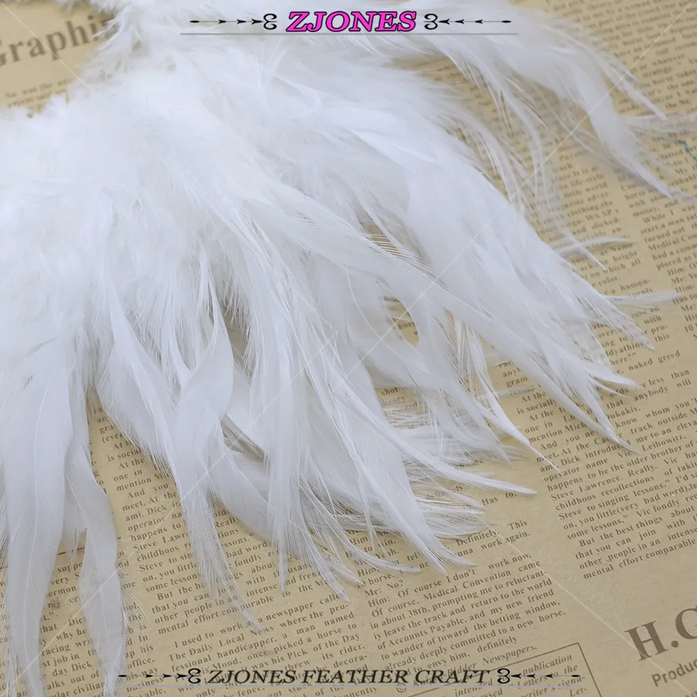 Белый Coque перо петух Седло Hackle Strung 6 8 &quotнатуральная курица отделка из перьев