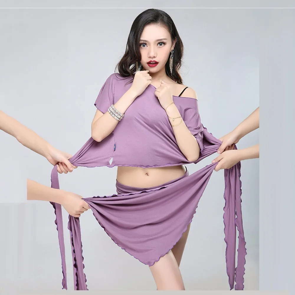 Новый костюм Bellydance Woman Belly Dance set модальный топ и модный шарф живота Танцевальная