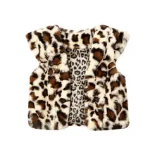 Милый теплый жилет с леопардовым принтом для маленьких девочек, куртка, меховой жилет