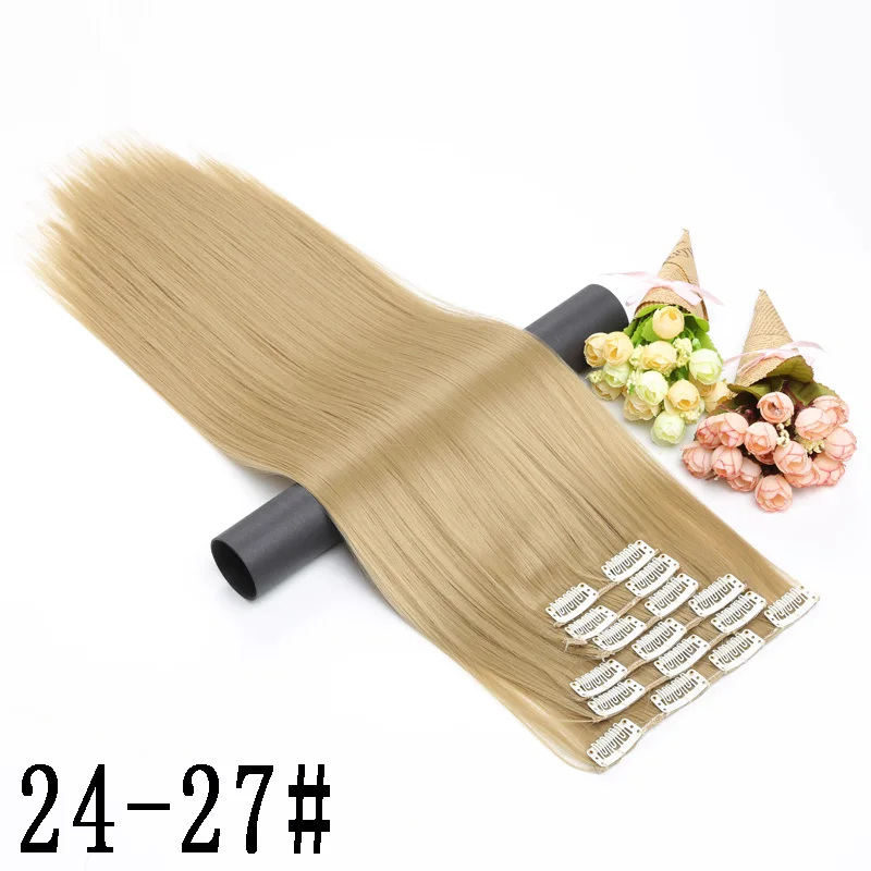 MERISI HAIR 22 Synthetic Deep Wave Hair Heat Resistant Light Brown Gray Blond Women Hair Extension Set Clip In Ombre Hair - Color: 1014 24 27