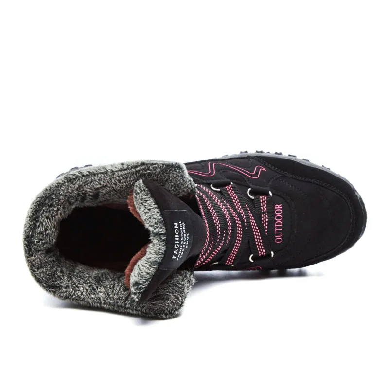 PINSV/Зимние ботильоны женские замшевые черные зимние ботинки женские теплые плюшевые женские зимние ботинки пара обуви, большие размеры 35-42