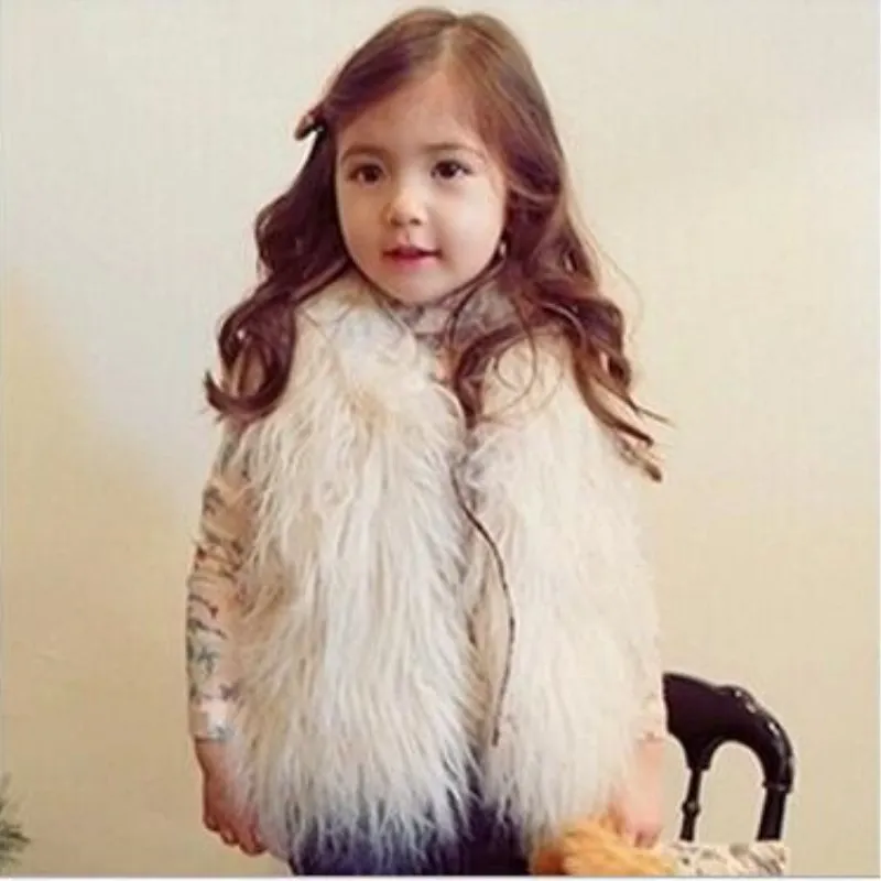 PPXX/ Модный зимний жилет меховой жилет для малышей Детские куртки для девочек, детская одежда жилетная куртка без рукавов с искусственным лисьим мехом