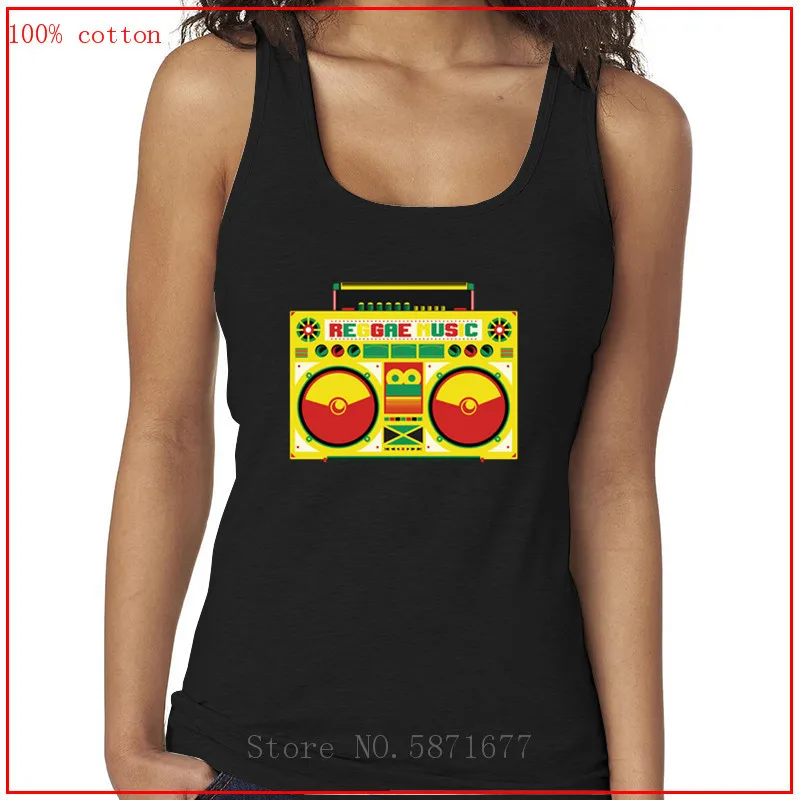 Reggae Rasta Boombox Red Gold and Green Jamaica tank top women shirts ladies vest tops halter | Женская одежда