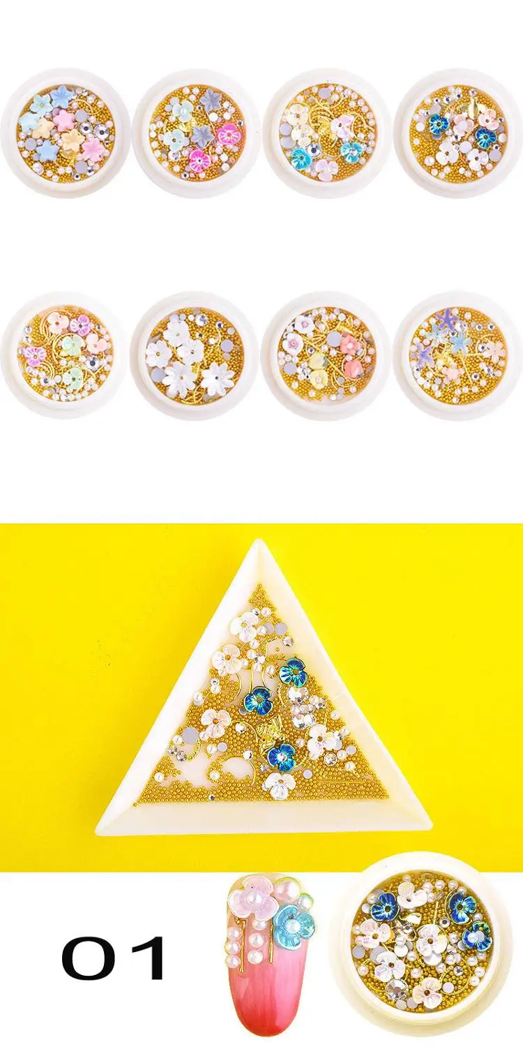 NCF5 3D 100pcs/bag White Shell Flower 3D Nail Charms Jewelry 6 mm-11 mm White-Color Resin Flower Charms Nail Design 3D100418