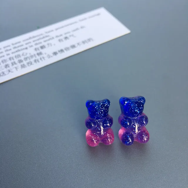 Creative Little Bear Cute Mini Gradient Color Gummy Bear Earrings Minimalist Cartoon Design Female Earrings Jewelry Gift 4