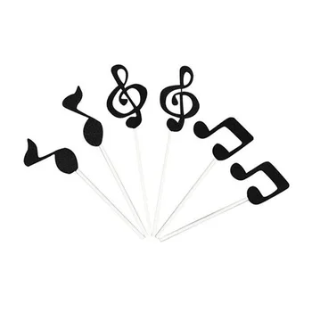 

6Pcs/Set Black Music Notes Cupcake Topper For Cartoon Party Supplies Kids Birthday Party Decorations