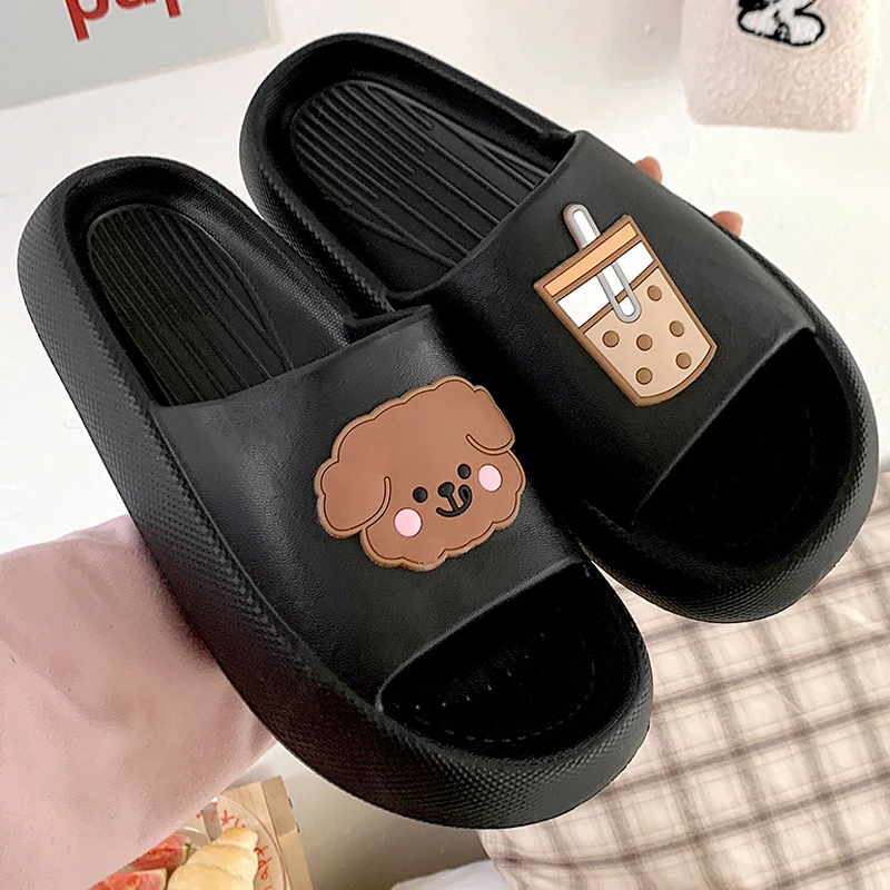 2022 Cute Bear Summer Platform Slippers Women Open Toe Flip Flops Shoes Outdoor Beach Slides Sandals Woman EVA Bathroom Slippers 