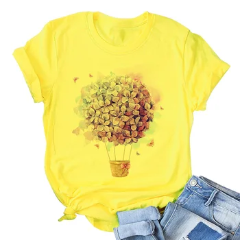 

Yellow T Shirt Women 2020 New Summer Short Sleeve Floral Flower Fashion Lady Top Tshirt Ladies Womens Graphic Female Tee T-Shirt