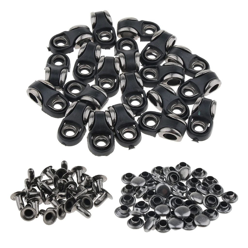 Black Grey 2 20 штук, крючки для обуви из сплава, шнурки с заклепками, пряжки для ремонта, походные ботинки или модные ботинки - Цвет: Black Grey 2