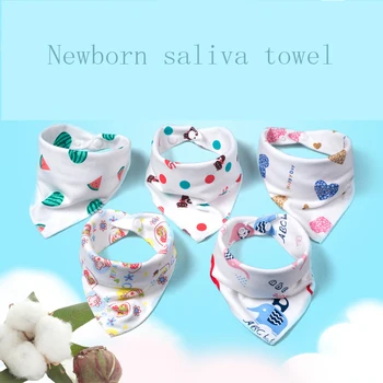 

Triangle towel pure cotton baby saliva towel newborn double layer button Waterproof Bib Baby Bib children scarf
