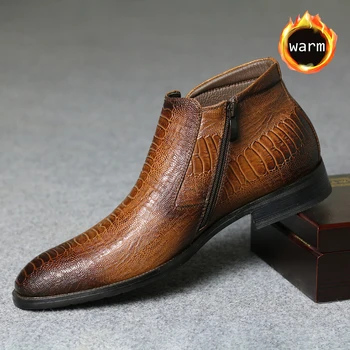 

mens winter boots retro brand handsome fashion men boots leather Chelsea Boots for men winter boots