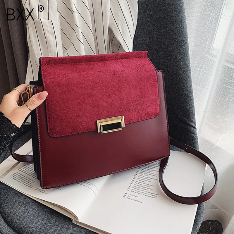 

[BXX] Scrub Leather Crossbody Bags For Women 2020 High Capacity Shoulder Messenger Bag Lady Travel Luxury Handbags Purses HK695