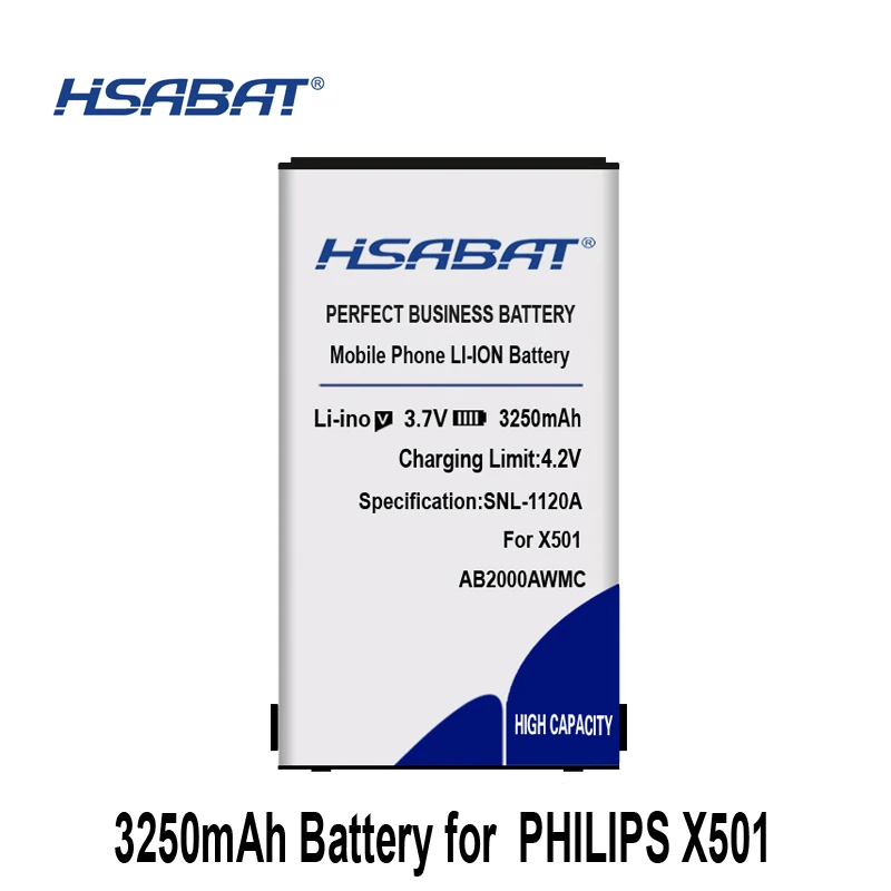 HSABAT AB2000AWMC 3250 мА/ч, Батарея для мобильного телефона PHILIPS Xenium X501 X513 X523 X130 X623 X3560 X2300 X333