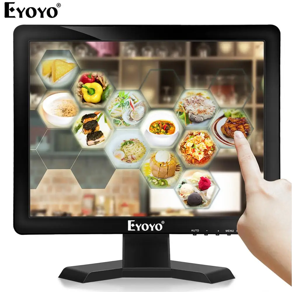 

Eyoyo EM15T 15" Touch screen Monitor HDMI VGA LED Screen Display 1024Ч768 With Speaker for POS System Industrial Computer PC