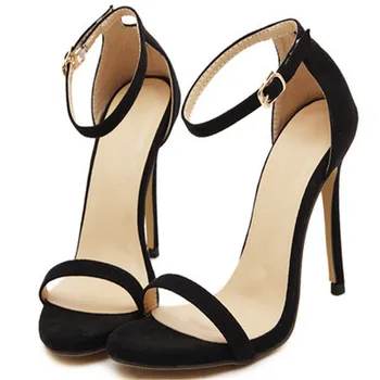 

Simple sandals women's 2020 one-character buckle sexy round head thin heel high heels