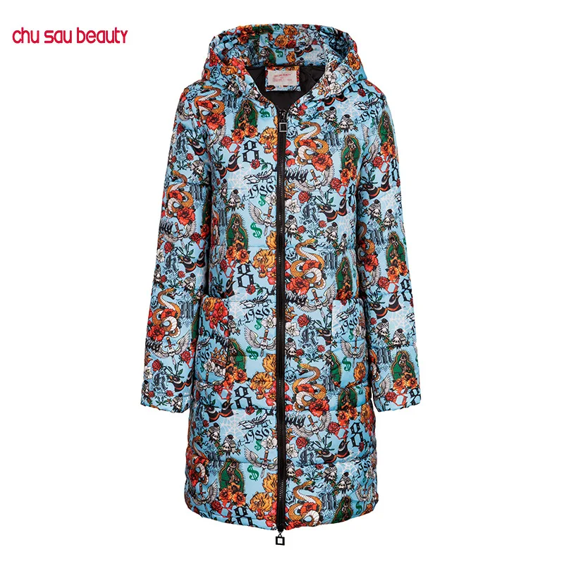

2019 Hot Selling AliExpress Joom Cross Border Amazon Printed Cotton Coat down Jacket Cotton-padded Clothes Long a Generation of