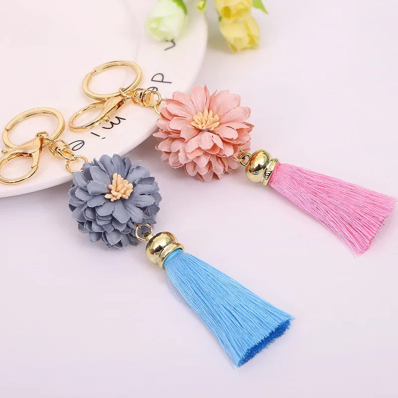 Брелок производители Южная Корея креативный металлический брелок "Цветок" Модные кисточки автомобильный мешок брелок для ключей
