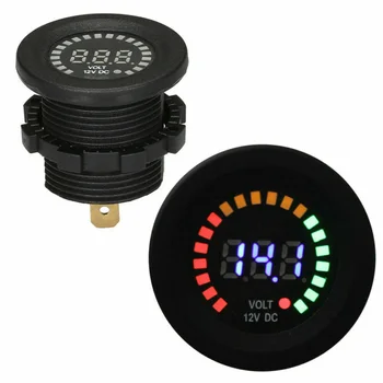 

RGB Voltmeter Panel Digital Voltage Volt Meter Motorcycle Car ATV Black