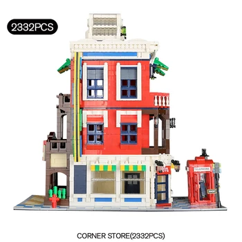 

City street view building block model Department corner store assemble bricks collection education toys collection for gifts