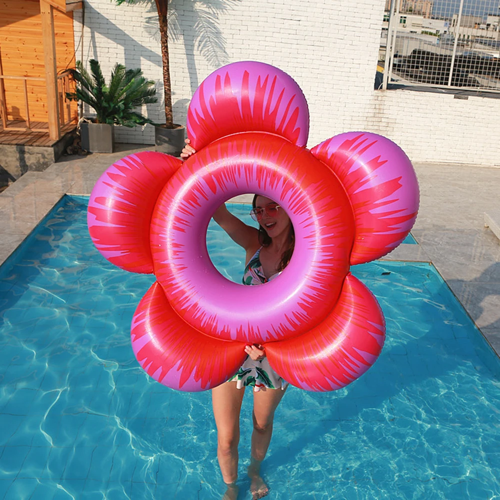 

Red Sun Flower Swimming Ring Gold Pink Sparkles Pool Float Inflatable Tube Summer Party Toys Air Mattress Party Water Fun Toy