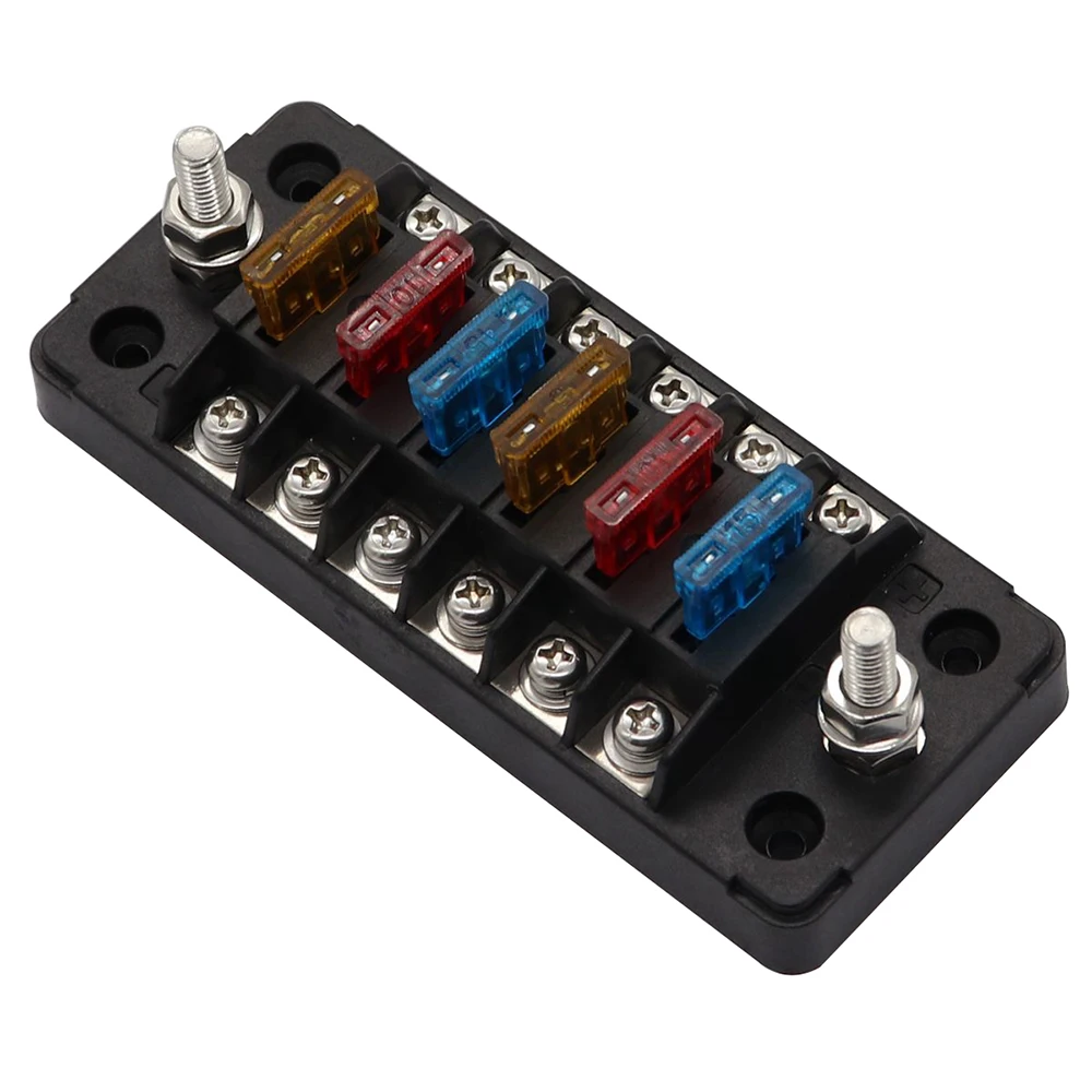 

Universal Car Fuse Holder Box DC32V 6-way Independent Negative Function for Car Boat Marine Auto Electrical Line Protection