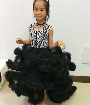 

Black Flower Girl Dress for Wedding Crystals Top Ball Gown Girls Pageant Dress Birthday Party Gown