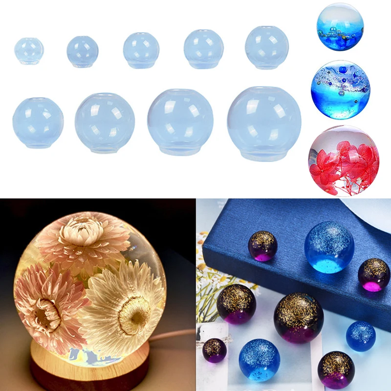 Set di 3 stampi a sfera in resina epossidica in silicone per ciondoli fai da te, strumento per la creazione di gioielli, 120 mm, bianco
