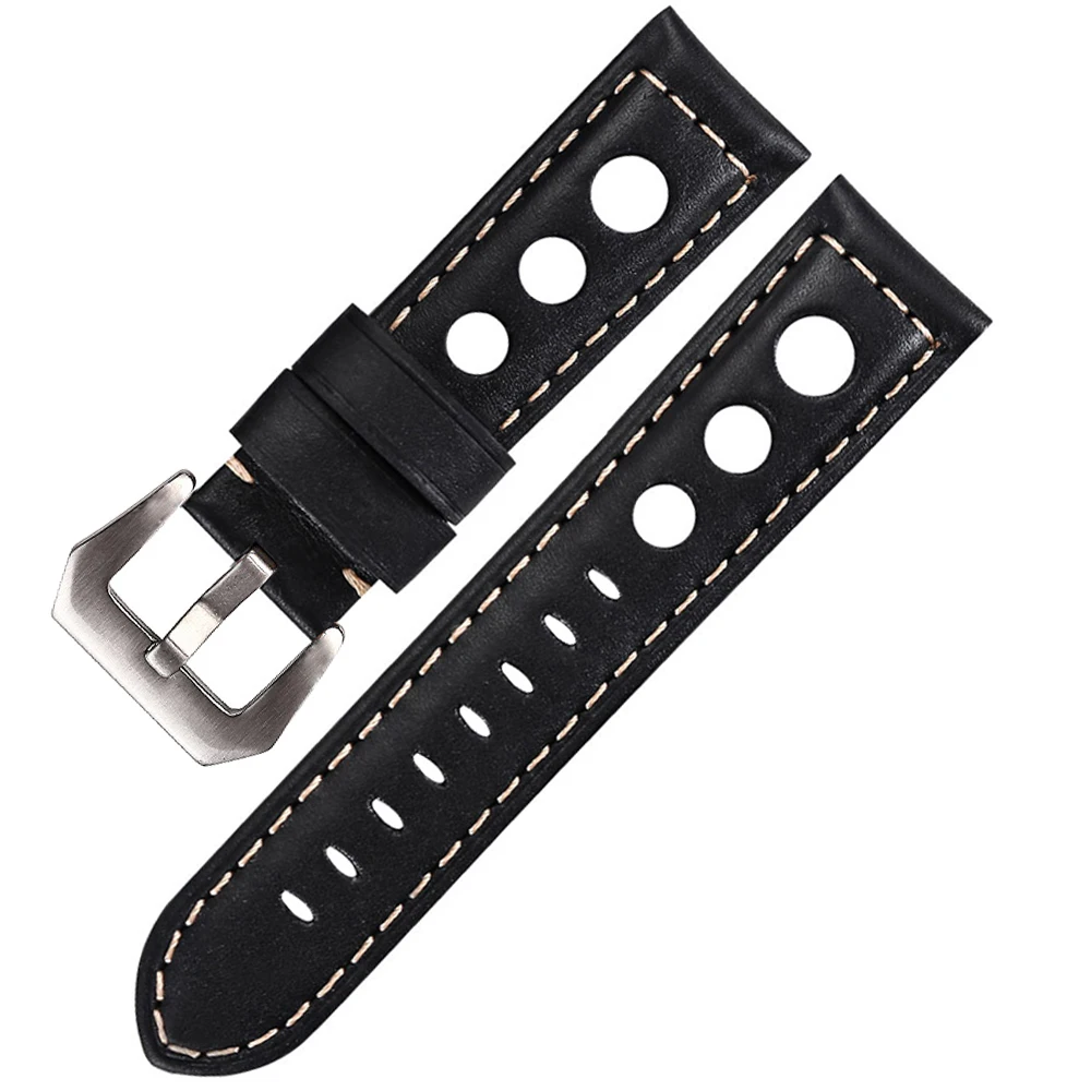 Premium Calfskin Leather Breathable Watch Strap Bracelet - High Quality, Multiple Sizes Available