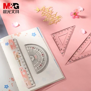 

M&G 4pcs/set cherry blossom limited Ruler Set Kawaii School maths geometry set triangular protractor Cute rulers math student