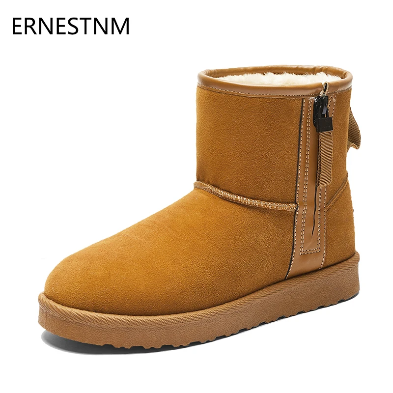 

ERNESTNM New Arrival Flock Rain Boots Women Flat with Shoes Botas Mujer Comfortable Zip Round Toe Flat Booties Lover Shoes Plus