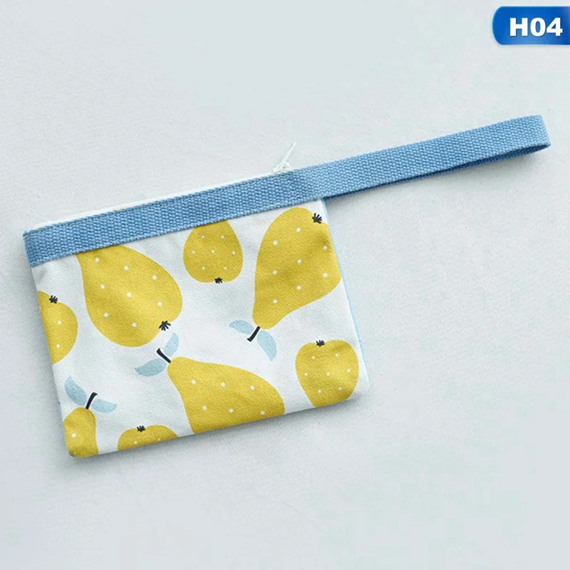 Fruit Print Clutch Cotton Cell Phone Bag Coin Purse Fresh Fruit Print Hand Purses Ladies Money Bag