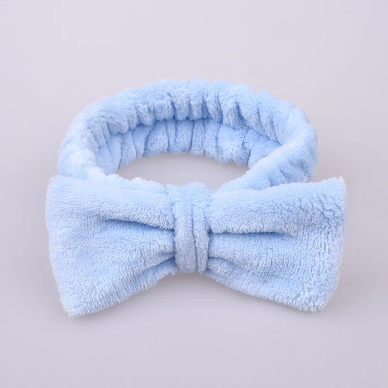 Sky Blue Бантик для волос из кораллового флиса, повязка на голову с крестиком для мытья лица, макияж для лица, Женская банная маска, косметическая повязка на голову, эластичные мягкие аксессуары для волос в виде тюрбана - Цвет: Sky Blue