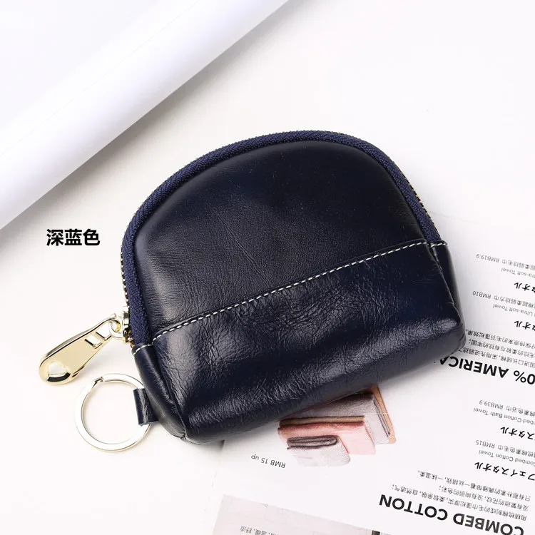 Amazon Hot Selling First Layer Genuine Leather Clutch Bag Women's Multi-functional Purse Creative Zipper Key Storgage Bag Wholes