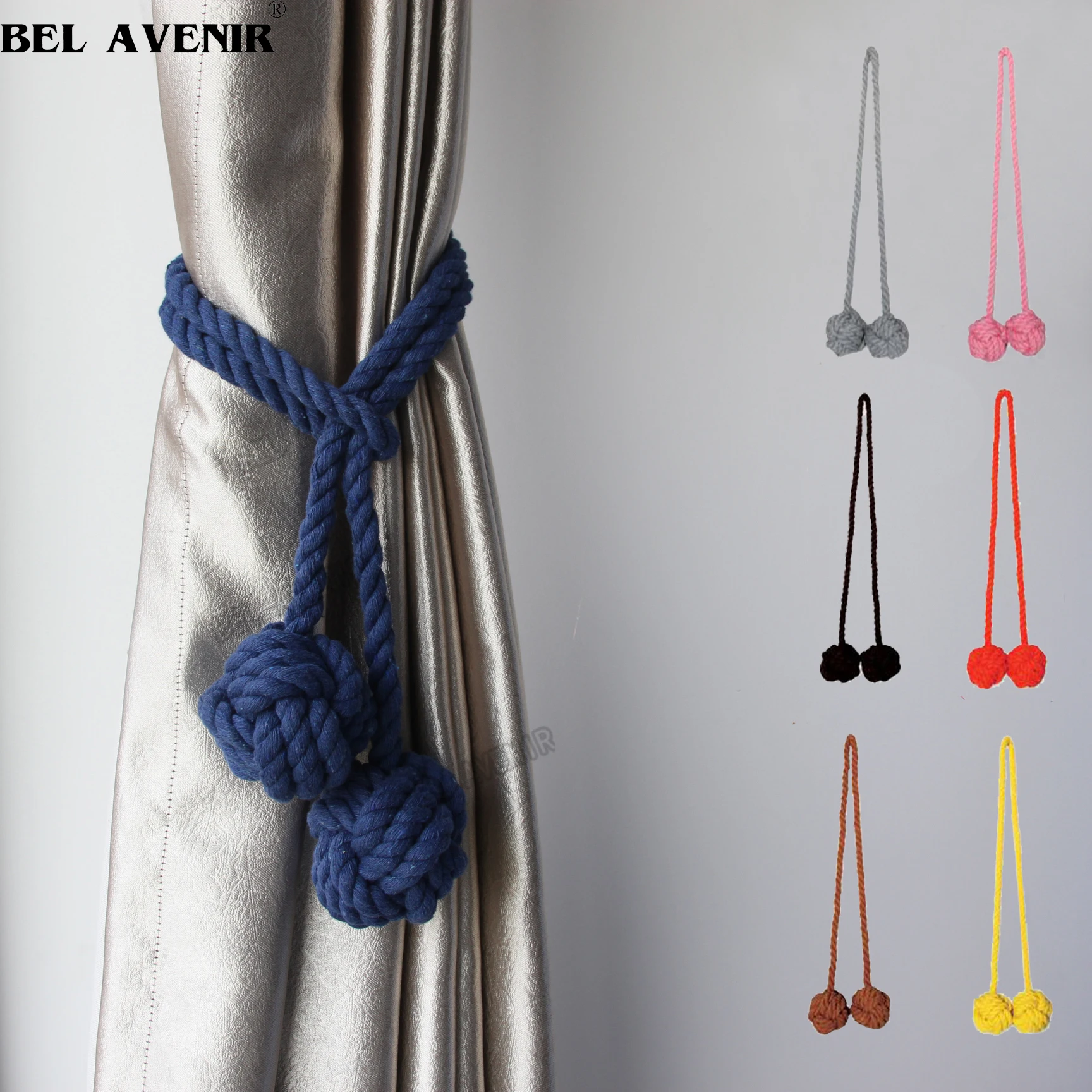 

High Quality Knitting Curtain Rope Double Ball Tassel Tieback Room Accessories Curtain Tieback Cotton Rope Curtain Decoration