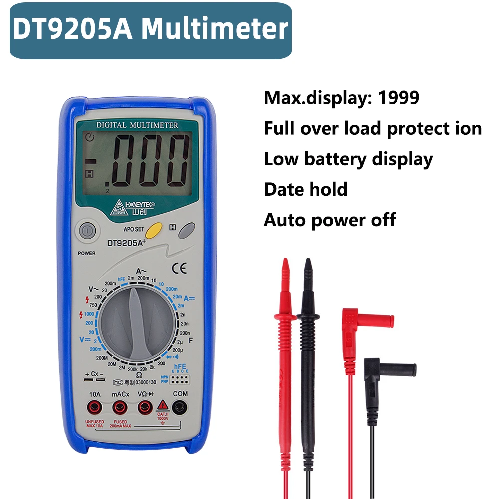 Цифровой мультиметр HoneyTek DT9205A тестер профессиональный хранение данных