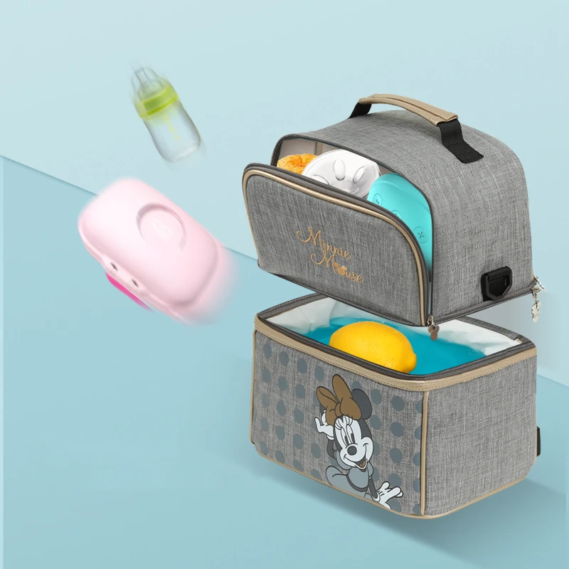Сумка для детских подгузников с Микки Дисней, модная сумка для мам с большим замком, многофункциональная дорожная сумка для коляски, сумка для подгузников