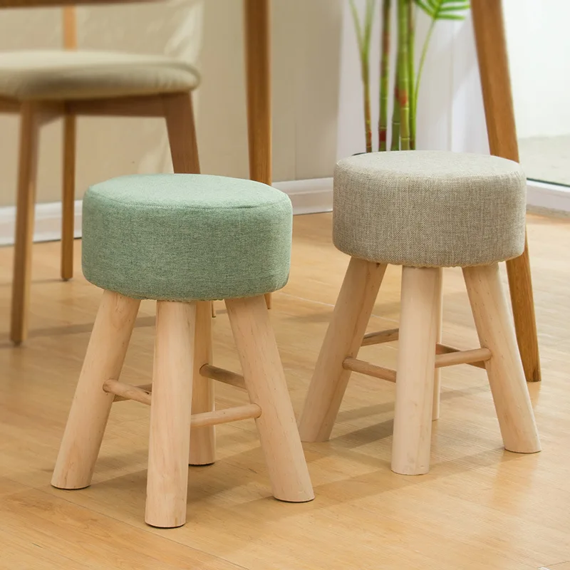 

Solid Wood Stool Fashion Creative Fabric Small Stool Living Room High Stool Simple Sofa Stool Footstool Household Wholesale