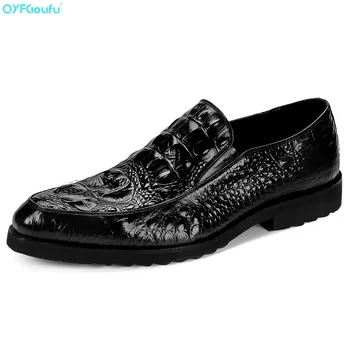 

QYFCIOUFU Fashion Luxury Shoes Men Oxford Brand Genuine Leather Shoe Formal High Quality Crocodile Pattern Business Dress Shoe