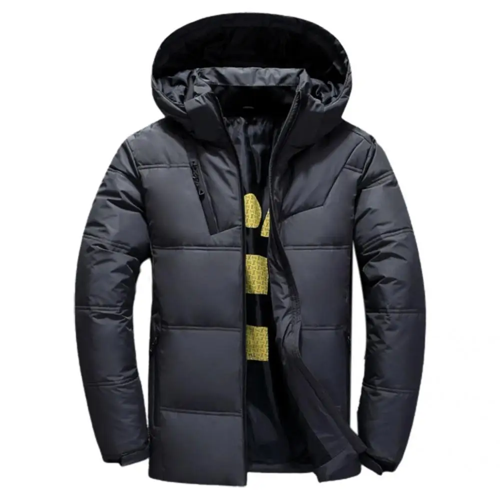 Men Down Coat Hooded Printed Inseam Highly Warm Leisure Winter Jacket Down Coat for Skiing
