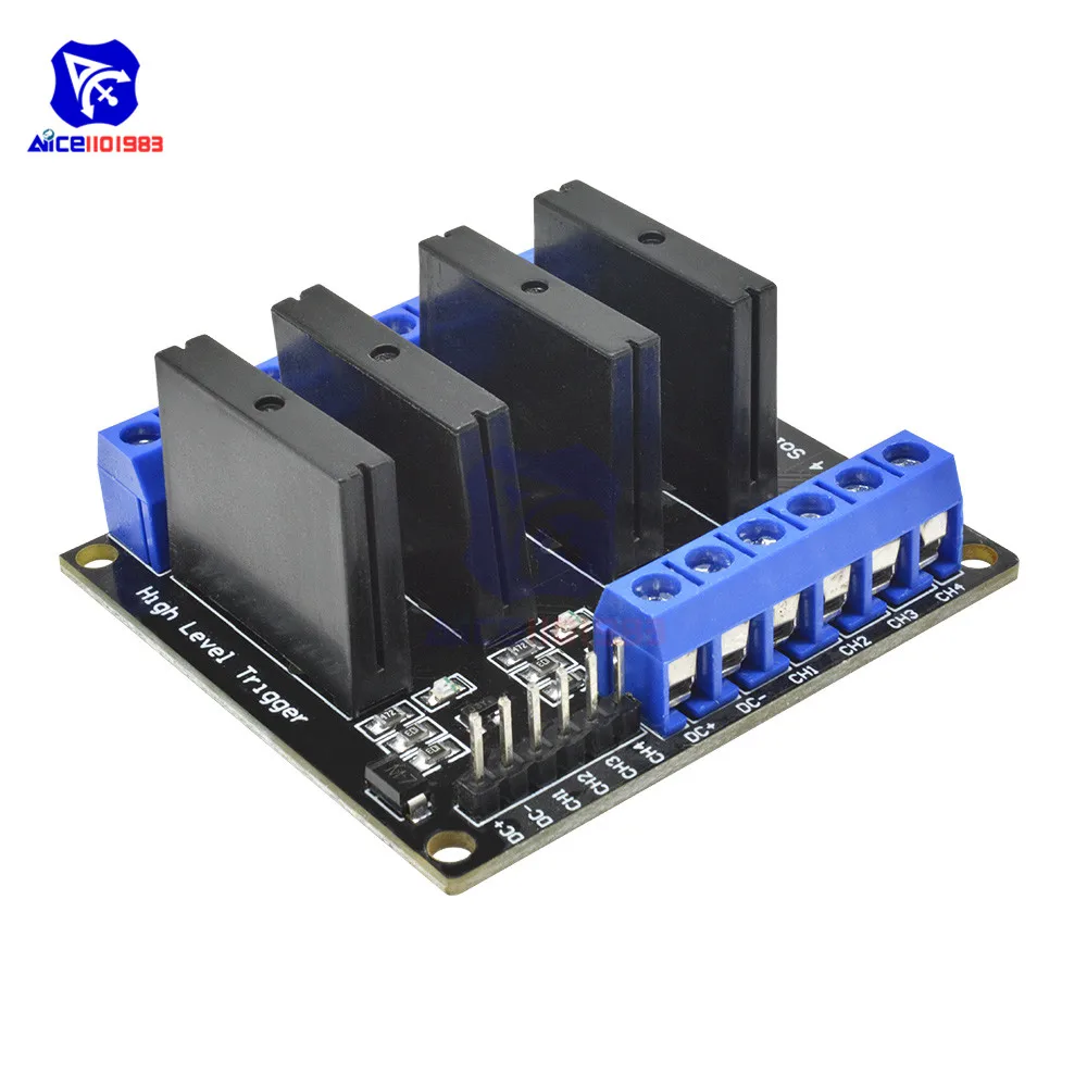 diymore 4 Channel OMRON SSR G3MB-202P Solid Relay Module with Resistive Fuse Board DC 5V for Arduino | Электронные компоненты и
