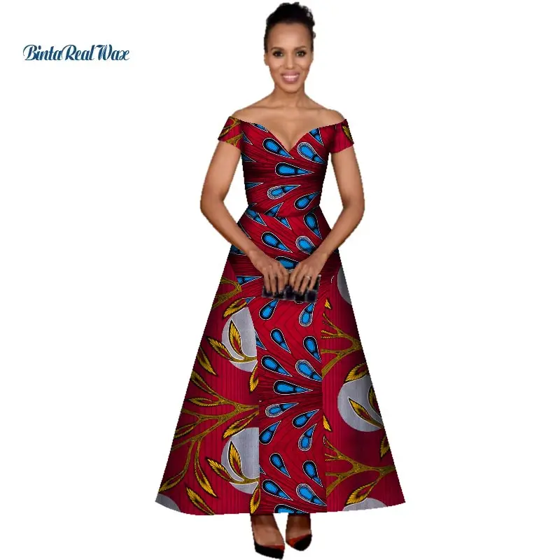 Летние африканские восковые хлопчатобумажные платья с принтом для женщин Vestidos пэчворк Макси Длинные платья Базен Riche африканская одежда WY3077