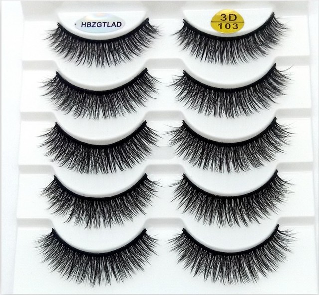 5 pairs 3D mink false eyelashes natural makeup eyelash extension long cross volume soft fake eye lashes winged faux cils